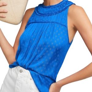 Anthropologie • Maeve Blue Clovis Pleated Sleeveless Top Size S
